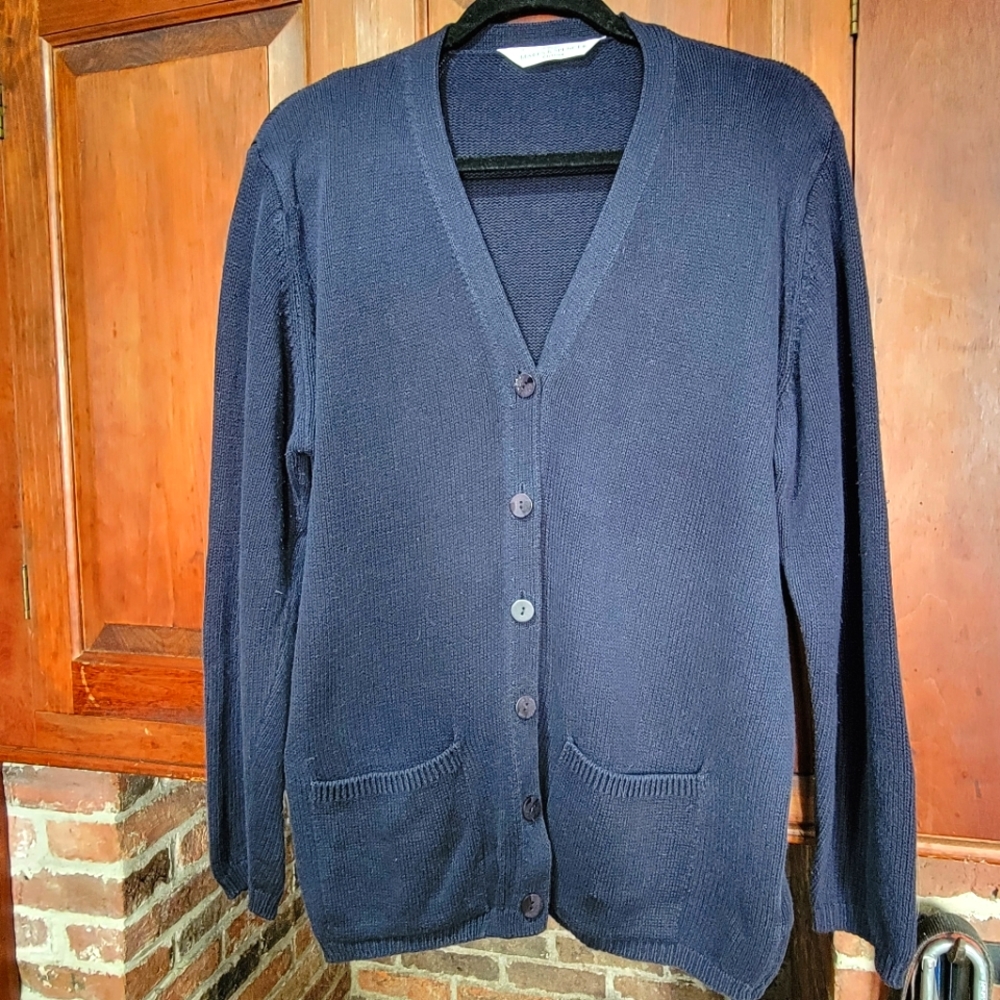 Marks & Spencer 100% Cotton Dark Navy Oversized Cardigan w/Pockets - Large/12
